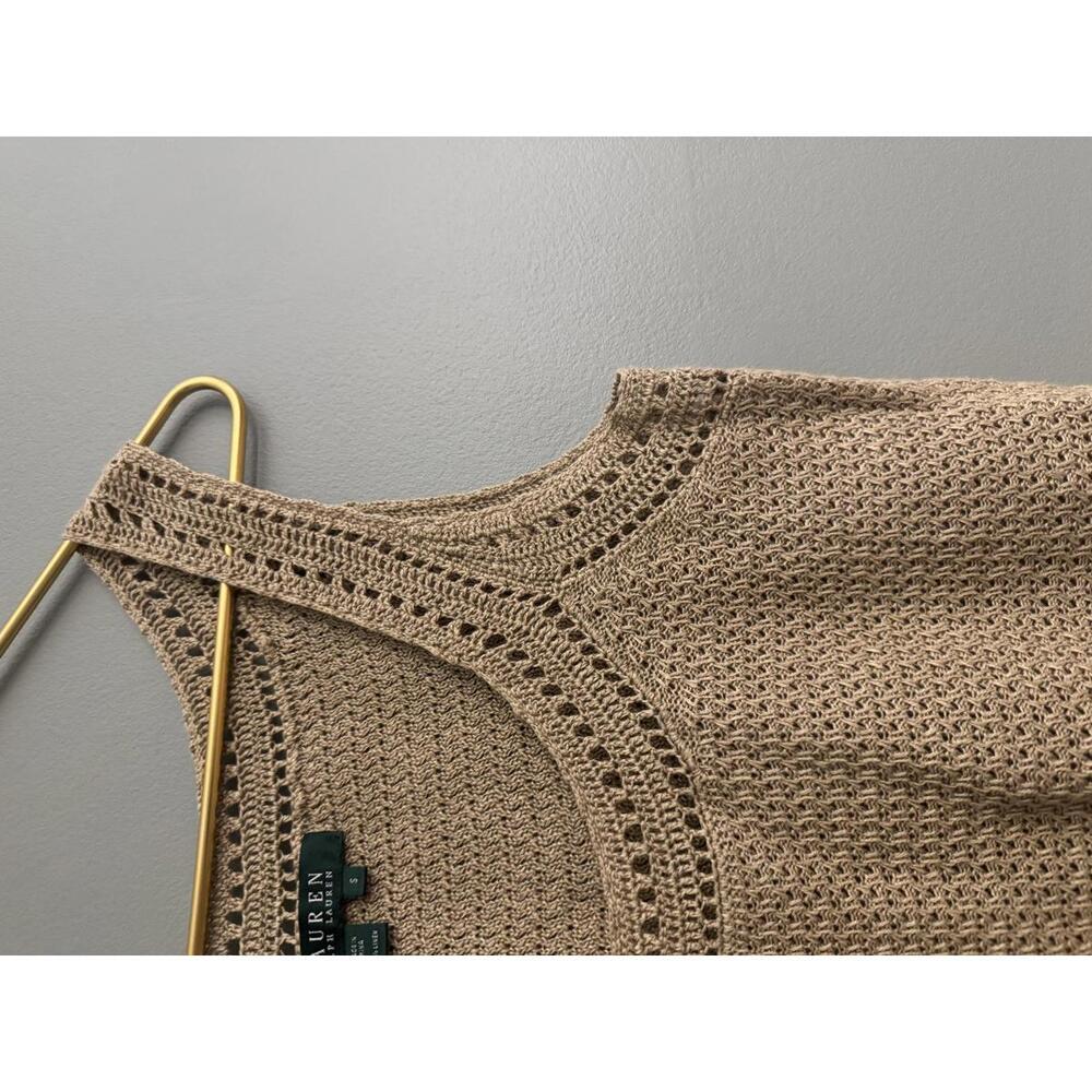 Vintage Lauren Ralph Lauren Brown Crochet Tank Top Size Small Boho - Picture 4 of 9